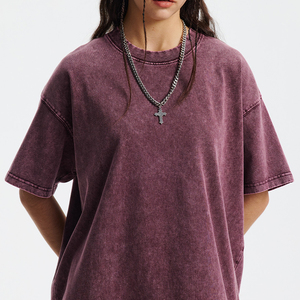 Camisetas de Verano para Mujer de Buena Calidad, 100% Algodón Lavado, Estilo Vintage, Corte Cuadrado, Camisetas Lisas de Marca de Moda para Mujer con Logotipo, Camiseta China - Product Image 2