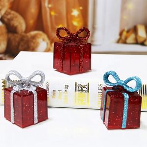 Wholesale 5.2*5.2*8cm Warm White Plastic Battery Powered Christmas Ornaments Gift Box Shape <b>LED</b> <b>Lights</b> for Decoration - Product Image 5