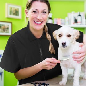 Tablier de toilettage pour animaux de compagnie, direct usine, en polyester, avec logo personnalisé, pour esthéticiennes canino-felino, coiffeuses et salons de toilettage - Product Image 3
