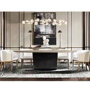 Ferly, nuevo estilo escandinavo japonés, tapa de madera de roble macizo, base de mesa de acero de pino reciclado, mesa de comedor ovalada - Product Image 5