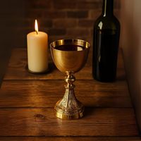 Calice en laiton doré fait main Maximus Vintage 6,5 pouces, coupe de communion 230 ml, verre à vin, décoration de table pour mariage