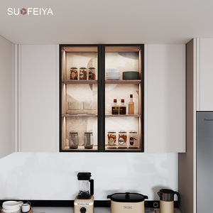 Sofeyia Sang Trọng Hiện Đại Màu Trắng Bóng Gỗ PVC Nhà Bếp Tủ Tùy Chỉnh Bồn Rửa Cơ Sở Tủ Cửa Kính MDF Carcase Bao Gồm Vòi Nước - Product Image 4