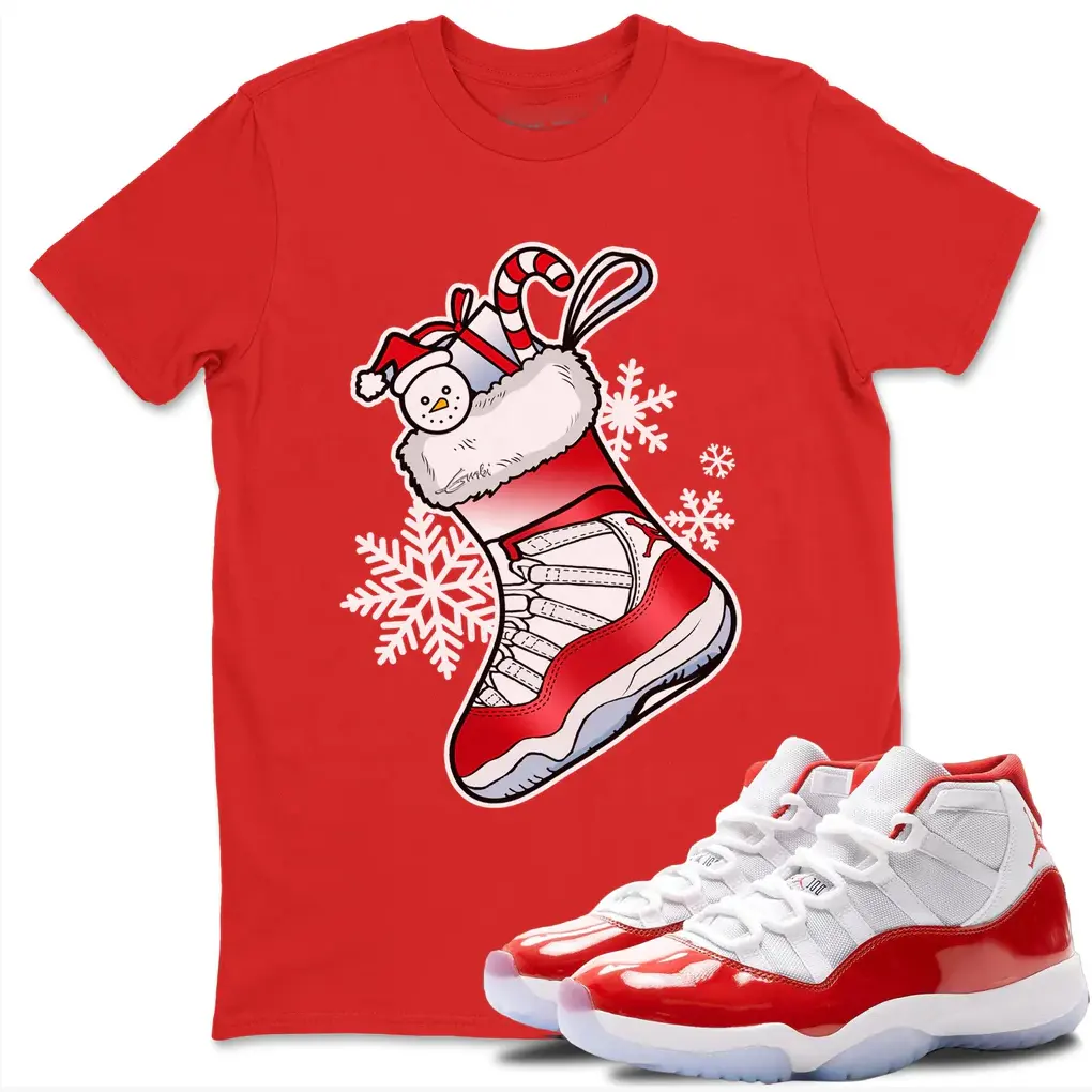11 Cherry Sneaker Stocking Men's Clothing Christmas Red T-shirt 100% Cotton Unisex Graphic T Shirts For Men