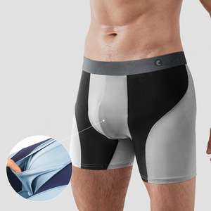 2024 nuevo diseño personalizado de secado rápido de los hombres de tiro medio ropa interior deportiva transpirable elástico tronco tejido de punto - Product Image 5