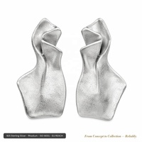 Pendientes Esculpidos Personalizados con Diseño Trenzado, Plata de Ley 925, Rodio Mate, Joyería Artística para Mujer, Fabricante OEM ODM