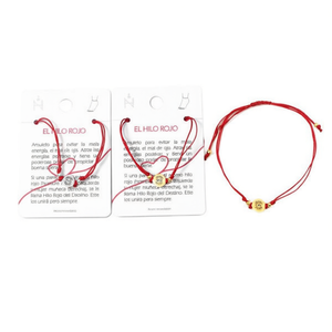 Cavigliera in acciaio inossidabile con braccialetto in filo rosso fatto a mano per protezione e fortuna - Product Image 2