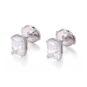 1ct 2ct 4ct Boucles <span class=keywords><strong>d</strong></span>'oreilles en <span class=keywords><strong>diamant</strong></span> de laboratoire de certification IGI Real Solid10K 14K 18k White Gold Earring Set Radiant Cut Lab Diamond Earring - Product Image 2