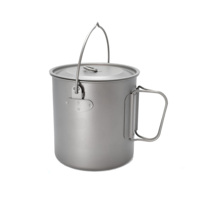 Toaks-casserole et poêle en titane pur ultraléger, 1100ml, ustensiles de cuisine de Camping en plein air