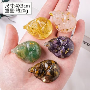 Patung Hewan Resin Batu Kristal Alami yang Dihancurkan dengan Lem Tetes, Patung Kucing Tidur dari Batu Kristal yang Dihancurkan, Kerajinan Hiasan Mobil - Product Image 5