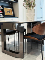 2025 nouveau Style verre Table à manger Style italien minimaliste petit appartement ménage lumière luxe haut de gamme moderne en acier inoxydable