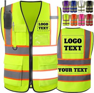 Gilet de sécurité haute visibilité en maille respirante, protection certifiée ANSI avec bandes réfléchissantes, plusieurs poches pour travaux de construction - Product Image 4