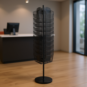 Exhibidor Giratorio de Folletos con 30 Bolsillos, Soporte de Revistas de Malla Metálica, Mueble de Oficina Portátil para Uso Comercial - Product Image 2