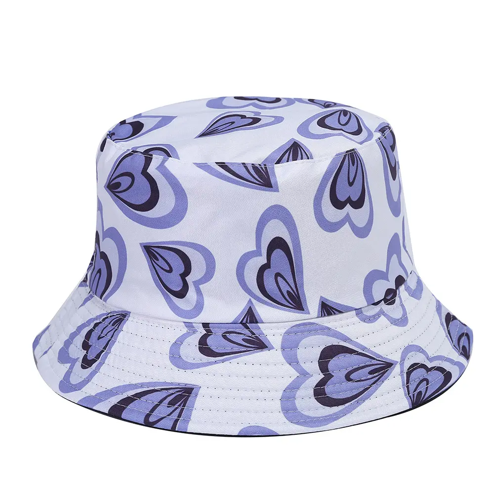 Cotton Bucket Hats Unisex heart shaped Hat Outdoor Summer hat Hiking Beach Sports