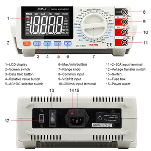 เครื่องวัดมัลติมิเตอร์แบบตั้งโต๊ะ VC8045-II สีขาว ราคาประหยัด ขายดี 4 1/2 หลัก แสดงค่า True RMS AC 100V รุ่น VC8045-II Hi - Product Image 4