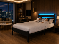 Offre Spéciale – Cadre de Lit Flottant en Fer avec Support Robuste, Lumières LED RGB et Télécommande – Idéal pour Chambre à Coucher