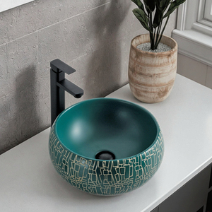 Lavabo de salle de bain moderne rond vert mat de luxe <span class=keywords><strong>CORONIS</strong></span>, capacité 9L, garantie 5 ans, montage sur comptoir, usage hôtelier - Product Image 5
