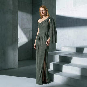 Bettergirl 2026 Nuovo <span class=keywords><strong>Vestito</strong></span> Elegante di Tendenza Monospalla <span class=keywords><strong>Grigio</strong></span> Lungo fino al Pavimento con Spacco <span class=keywords><strong>Aderente</strong></span> per Feste - Product Image 4