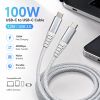 Câble USB C vers USB C à embout métallique 1,2 m 100 W PD Charge rapide 5 A USB 2.0 Cordon de données tressé en nylon OEM ODM Logo personnalisé disponible