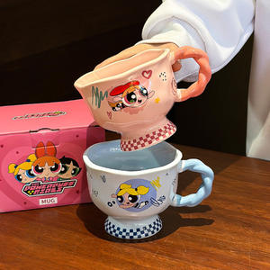 Powerpuff Girls Ceramic Mug <b>Pink</b> Cartoon Design With Handle For Home Use And Gifts - Product Image 2