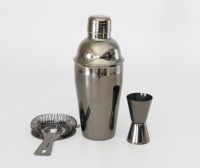 Ensemble de shaker à cocktails personnalisé de qualité supérieure, multicolore, 3 pièces, en acier inoxydable, avec double jigger et passoire, ensemble de shaker standard