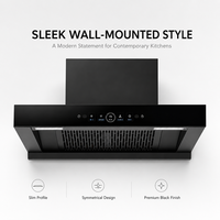 Hotte de cuisine murale noire de 600 mm, design en forme de T, en acier inoxydable, fournisseur de hottes de cuisine, cuisines à gaz en gros