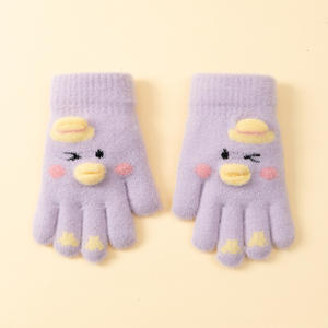 Guantes de punto para niños, cálidos para otoño/invierno, con diseño de patito de dibujos animados, para esquí, pesca, juegos al aire libre y uso diario, con <span class=keywords><strong>cinco</strong></span> dedos y compatibles con pantallas táctiles. - Product Image 5