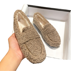 Zapatos Planos Lefu Otoño/Invierno 2025, Color Sólido Terciopelo, Suela Gruesa Transpirable, Color Marrón de Primera Fuente - Venta al por Mayor de Fábrica - Product Image 4