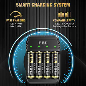 Baterías AA recargables EBL paquete de 4 1,6 V doble A <span class=keywords><strong>Ni</strong></span>-<span class=keywords><strong>Zn</strong></span> 3000mWh con cargador de batería 4 Bay <span class=keywords><strong>Ni</strong></span> <span class=keywords><strong>Zn</strong></span>/<span class=keywords><strong>Ni</strong></span> MH AAA - Product Image 5