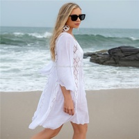 JINRU Factory Maillots de bain grande taille, vêtements de plage, tricot ajouré en coton, manches longues, maillots de bain sexy, couvre-maillot d'été pour femmes