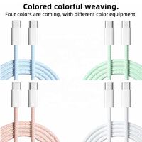Câble USB Type C vers Type C tressé en nylon de 2 m, charge rapide PD 60 W, durable, anti-emmêlement, pour tablettes et smartphones