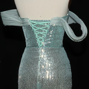 Jancember LSZ523 Robes de soirée sirène scintillantes à épaules dénudées avec paillettes bling - Product Image 6