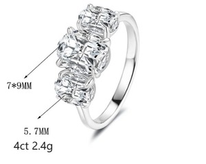 9 Adodo perhiasan tanpa cacat nama ukir S925 perak Oval Cut 4 karat Vvs1 Moissanite 3 buah cincin berlian untuk wanita pernikahan - Product Image 2