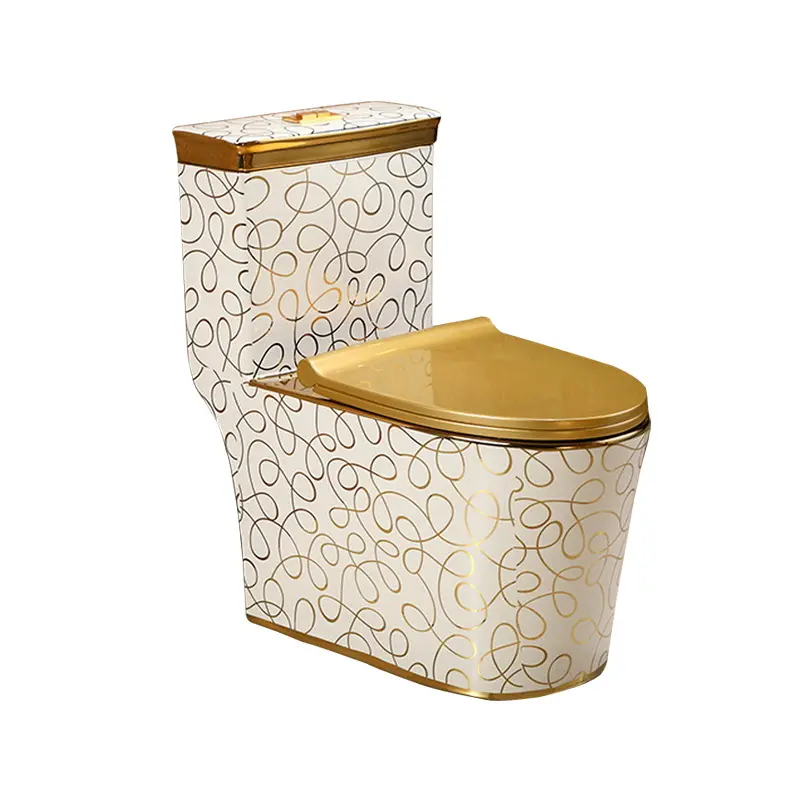 2023 Hot-Selling Luxury Gold WC Sanitaire Européen Western Wash-down Toilette Cuvette Double Or Toilette pour Salle De Bains