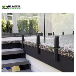 DF used wrought iron railings for sale Balcony Square core drilled u channel glass verandah railing Stair railings / handrails