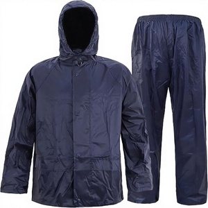 Combinaison de pluie en nylon imperméable avec capuche, veste et pantalon réfléchissants, légère, unisexe, pour le travail en extérieur, la pêche, la randonnée - Product Image 1