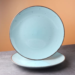 Fournisseur de vaisselle pour hôtels et restaurants, assiettes en céramique émaillée colorées, assiettes en céramique bleues pour hôtels, assiettes pour la restauration - Product Image 1