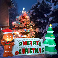 Ensemble de Noël gonflable de 10 pieds, bonhomme en pain d'épices, sapin de Noël, panneau Joyeux Noël, lumière LED, ornement de Noël pour décoration extérieure