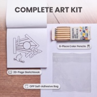 Ensemble de crayons de couleur et carnet de croquis pour enfants, bois naturel, hexagonal, non toxique, cadeau artistique, couverture personnalisée, logo OEM ODM, papier en vrac, 6 couleurs