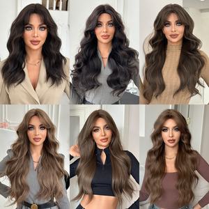 2025 femmes longues bouclés vague d'eau dentelle avant fibre chimique couvre-chef complet centre séparé <span class=keywords><strong>frange</strong></span> Afro pour un usage quotidien visage <span class=keywords><strong>carré</strong></span> - Product Image 1