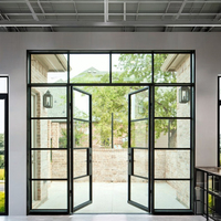 Portes coulissantes en aluminium et verre GELLJA, style français minimaliste antique, avec moustiquaire en fibre de verre et design graphique - Porte extérieure