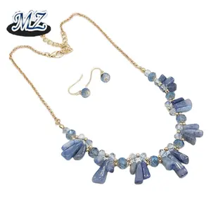 2021 New Design Semi Stone Beads Choker Jewelry Necklace Set Handmade Agate Vintage Jewelry Sets Necklace for Women Wedding Pa
