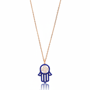 Hamsa Collier Turc En Gros Fabriqué À La Main Lapis Pierre 925 Argent À La Main Charme Colliers - Product Image 2