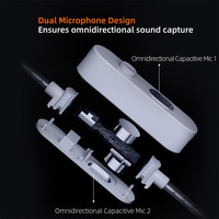 Câble de mise à niveau KZ M2 à double microphone plaqué argent 3,5 mm, microphone professionnel à double microphone, pleine gamme, ultra HD