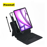 IFacemall Étui Clavier iPad Air 10,9 Pouces Rotation Libre à 360° Rétroéclairage LED 2 Couleurs Pavé Tactile Multiple Réglage Multi-Angles ROSH CE