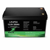 Batterie LiFePO4 à semi-conducteurs 12,8 V 200 Ah 2,56 kWh, remplacement de batterie plomb-acide à décharge profonde, IP68, BMS 50 A avec écran LCD, 6000+ cycles