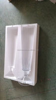 Grand vase en verre transparent avec pièce maîtresse de fleur de mariage décorative de table de conception de cylindre et de cône rayé