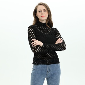 Maglioncino Sexy in <span class=keywords><strong>maglia</strong></span> a <span class=keywords><strong>maglia</strong></span> a <span class=keywords><strong>maglia</strong></span> <span class=keywords><strong>nera</strong></span> Sexy a manica lunga personalizzato stile Sexy maglione in Mesh sottile - Product Image 5