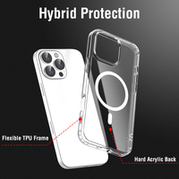 Us Warehouse Couverture arrière de téléphone magnétique Crystal Clear pour Iphone 16 Pro Support Wireless Charging Mag Étui de protection antichoc