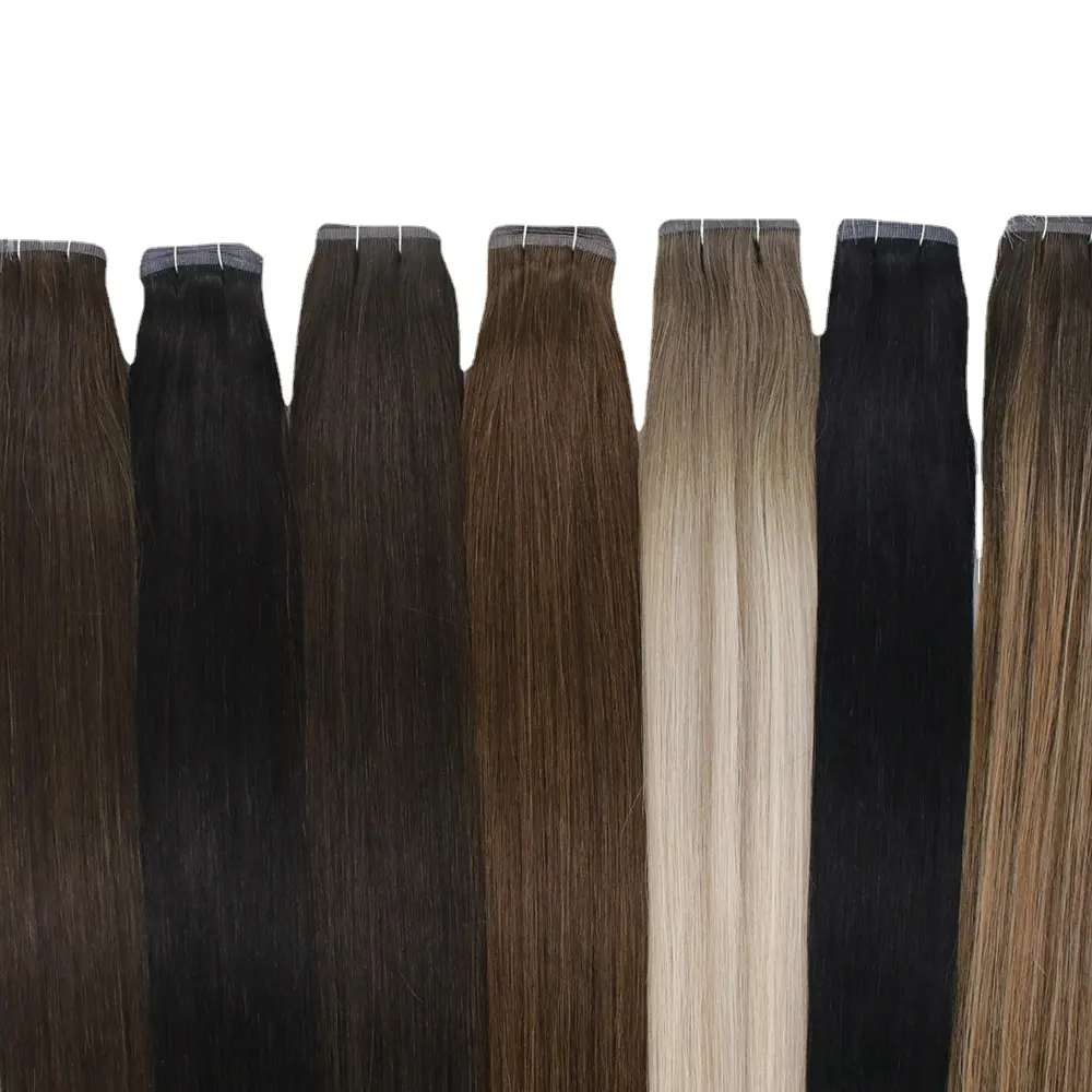 Russian Remy Human Hair Weave, 100g, New Double Drawn, Skin PU Weft Hair Extensions, Flat Track