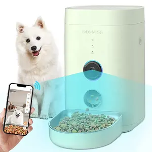 Pemberi Makan Kucing Otomatis dengan Penglihatan Malam WiFi Dispenser Makanan Kucing dengan Audio 2 Arah dengan Kamera Video HD 1080P